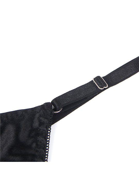 Subblime 955205 - Perizoma e Reggiseno con Fiocco Nero Regolabile L/XL