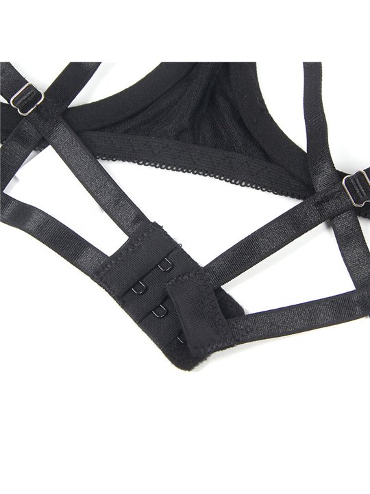 Subblime 955205 - Perizoma e Reggiseno con Fiocco Nero Regolabile L/XL