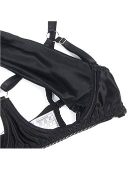 Subblime 955205 - Perizoma e Reggiseno con Fiocco Nero Regolabile L/XL