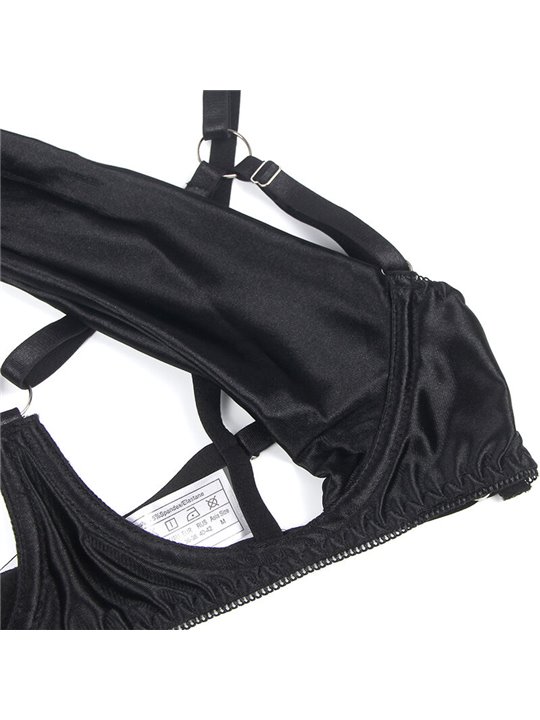 Subblime 955205 - Perizoma e Reggiseno con Fiocco Nero Regolabile L/XL