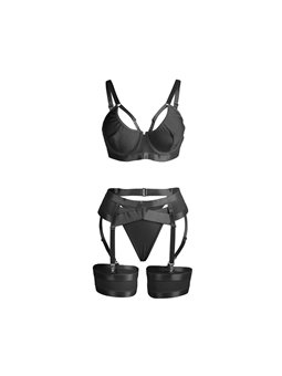 Subblime 955236 - Completo Bondage Nero con Reggicalze Abbinato S/M