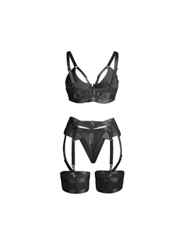 Subblime 955236 - Completo Bondage Nero con Reggicalze Abbinato S/M