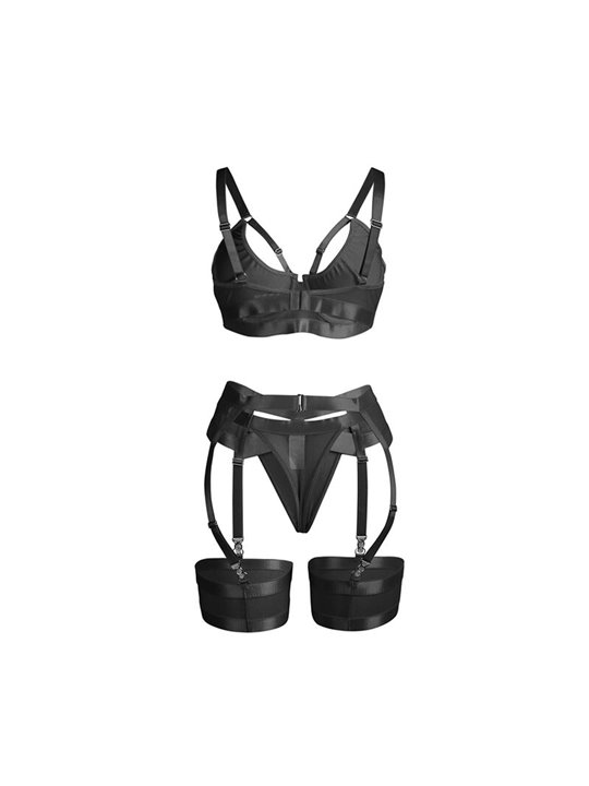 Subblime 955236 - Completo Bondage Nero con Reggicalze Abbinato S/M