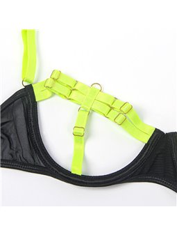 Subblime 955281 - Lingerie Set with Necklace & Neon Green Details L/XL