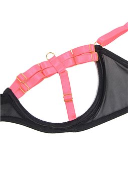 Subblime 955304 - Lingerie Set with Necklace & Neon Pink Details L/XL