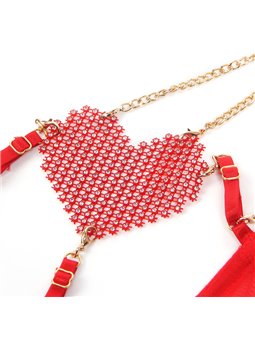 Subblime 955526 - Fishnet Lingerie with Chains & Red Heart L/XL