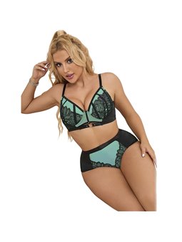 Subblime 955557 - Perizoma e Reggiseno in Vernice Verde con Cerniera S/M