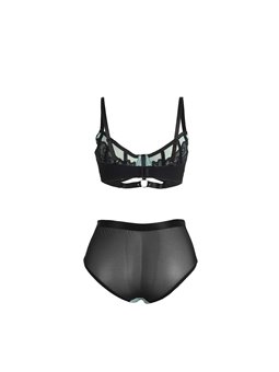 Subblime 955557 - Perizoma e Reggiseno in Vernice Verde con Cerniera S/M