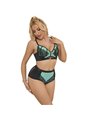 Subblime 955564 - Green Patent Thong & Bra with Zipper L/XL
