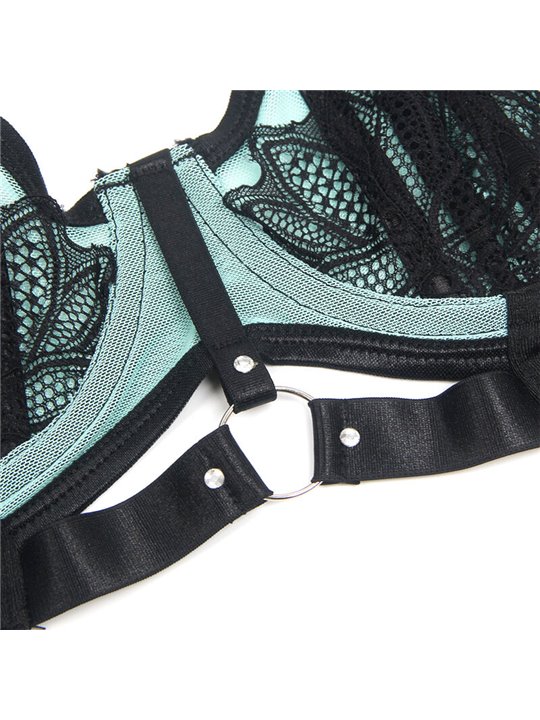Subblime 955564 - Perizoma e Reggiseno in Vernice Verde con Cerniera L/XL