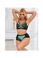 Subblime 955564 - Green Patent Thong & Bra with Zipper L/XL