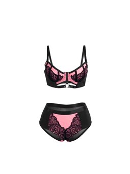 Subblime 955571 - Perizoma e Reggiseno in Vernice Rosa con Cerniera S/M