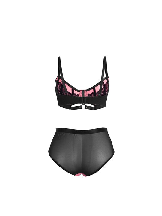 Subblime 955571 - Perizoma e Reggiseno in Vernice Rosa con Cerniera S/M