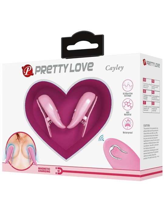 Pretty Love Cailey - Morsetti per Capezzoli Rosa 10 Vel. con Telecomando