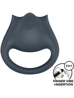 Satisfyer Perfect Pair 2 - Gray Phallic Ring and Finger Vibrator