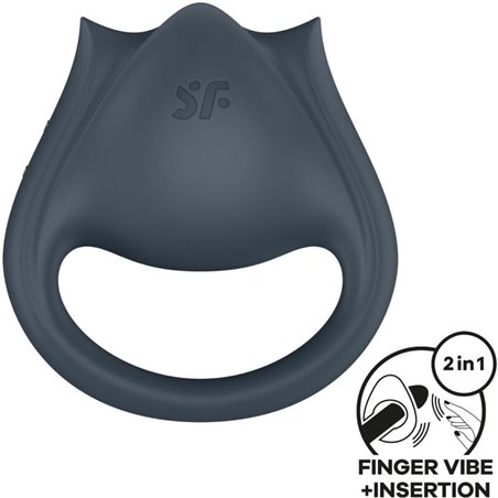 Satisfyer Perfect Pair 2 - Gray Phallic Ring and Finger Vibrator