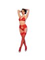 Chilirose CR 4848 - Red Lace Bra Set + Thong + Stockings M