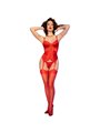 Chilirose CR 4845 - Corsetto in Pizzo Rosso con Perizoma e Calze M