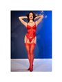 Chilirose CR 4845 - Corsetto in Pizzo Rosso con Perizoma e Calze XL