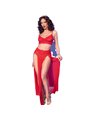 Chilirose CR 4850 - Red Top & Leggings Set with Gold Accessories M