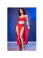 Chilirose CR 4850 - Red Top & Leggings Set with Gold Accessories M