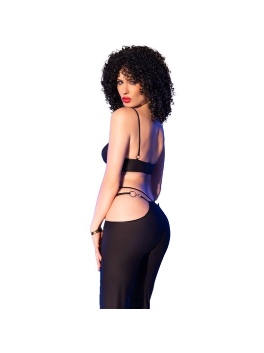 Chilirose CR 4851 - Black Top & Leggings Set with Gold Accessories M