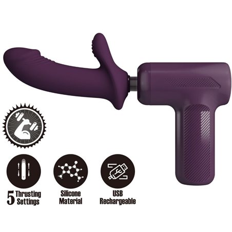 Pretty Love Dj Scholar - Pistola per Massaggi con Dildo 10 Cm Viola