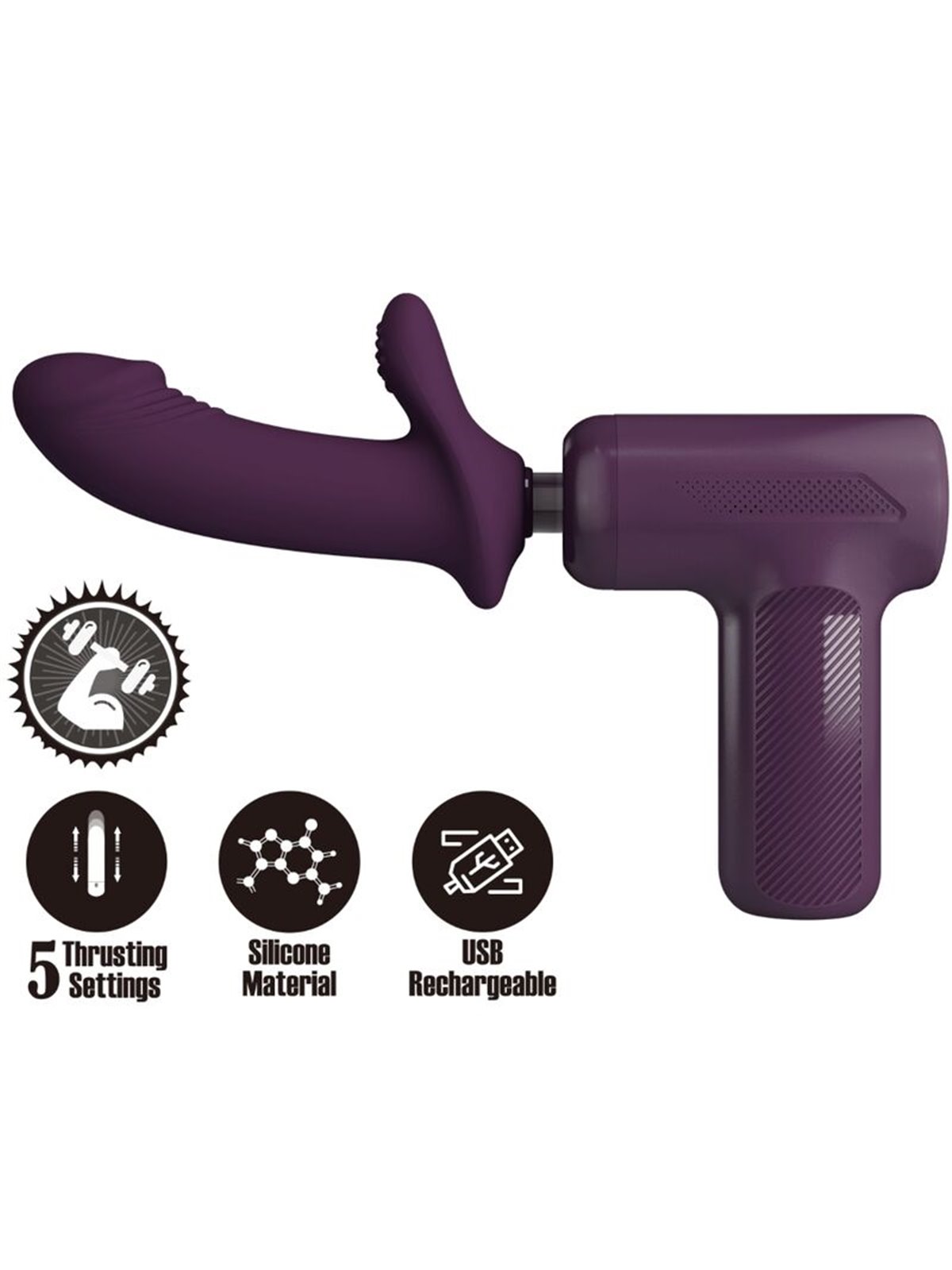 Pretty Love Dj Scholar - Pistola per Massaggi con Dildo 10 Cm Viola