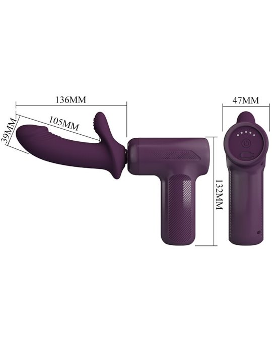 Pretty Love Dj Scholar - Pistola per Massaggi con Dildo 10 Cm Viola