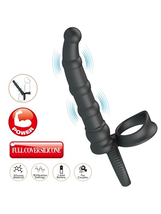 Pretty Love Tatum - Vibrating Cock Ring with Anal Plug Black