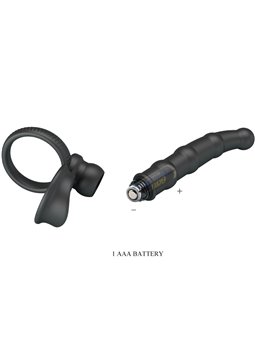 Pretty Love Tatum - Vibrating Cock Ring with Anal Plug Black
