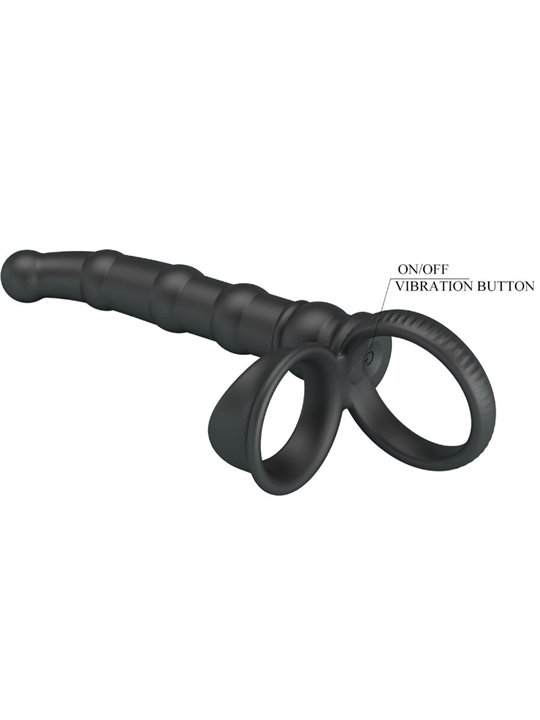 Pretty Love Tatum - Vibrating Cock Ring with Anal Plug Black