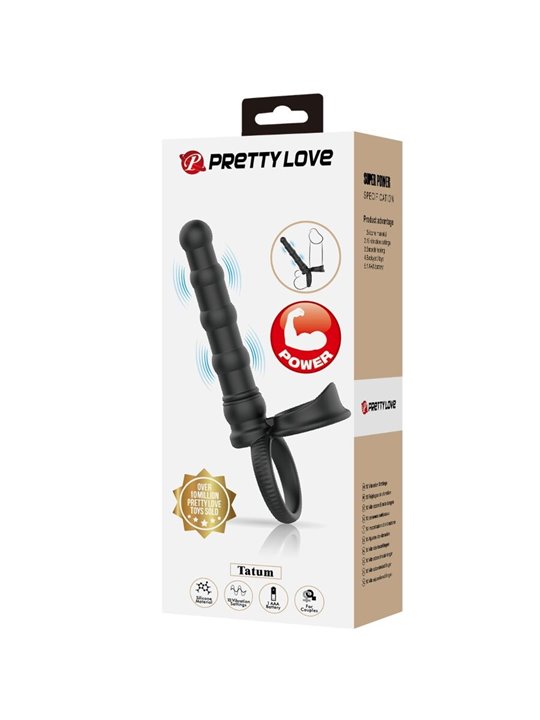 Pretty Love Tatum - Vibrating Cock Ring with Anal Plug Black