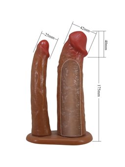Pretty Love Yairon - Doppia Guaina Fallica con Estensione 4 Cm Mulatto