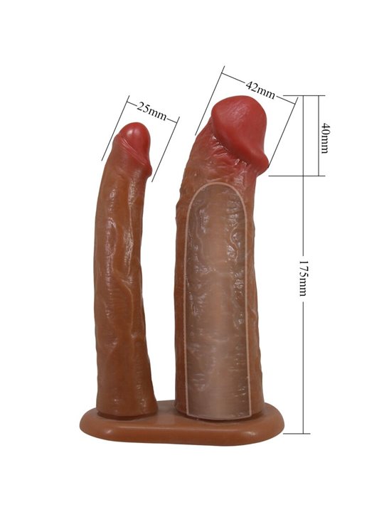 Pretty Love Yairon - Doppia Guaina Fallica con Estensione 4 Cm Mulatto