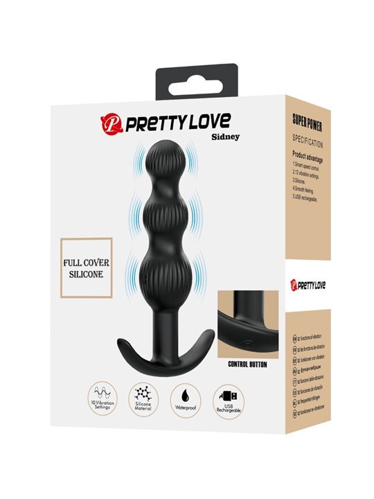 Pretty Love Sidney - Vibratore Anale in Silicone 10 Vibrazioni Nero