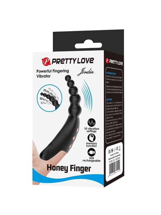 Pretty Love Jordin - Black Silicone Finger Vibrator 10 Modes