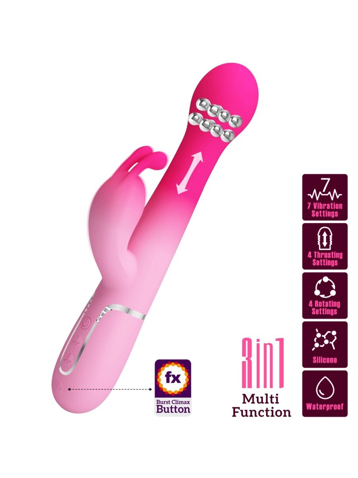 Pretty Love Dejon - Vibratore Rabbit Multifunzione Up & Down Rosa