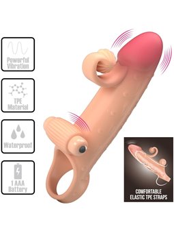 Romance - Guaina Fallica Vibrante in Silicone Beige con Stimolatore