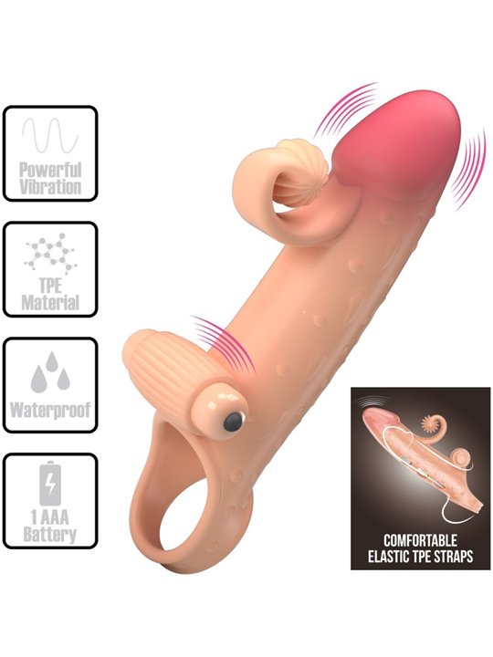 Romance - Guaina Fallica Vibrante in Silicone Beige con Stimolatore