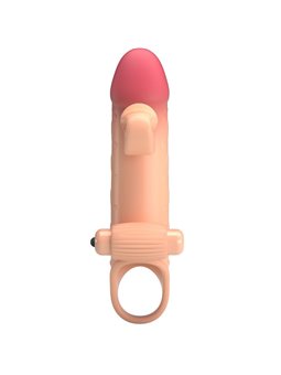 Romance - Beige Vibrating Silicone Penis Sleeve with Stimulator