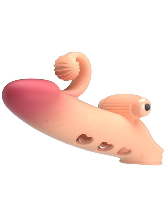 Romance - Beige Vibrating Silicone Penis Sleeve with Stimulator