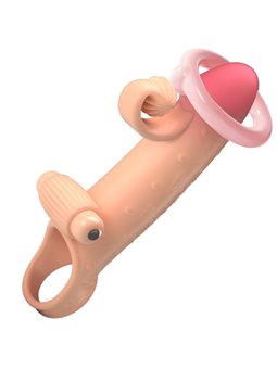 Romance - Beige Vibrating Silicone Penis Sleeve with Stimulator