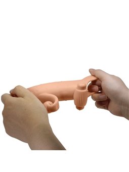 Romance - Beige Vibrating Silicone Penis Sleeve with Stimulator