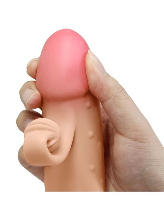 Romance - Beige Vibrating Silicone Penis Sleeve with Stimulator