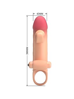 Romance - Beige Vibrating Silicone Penis Sleeve with Stimulator
