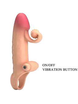Romance - Guaina Fallica Vibrante in Silicone Beige con Stimolatore
