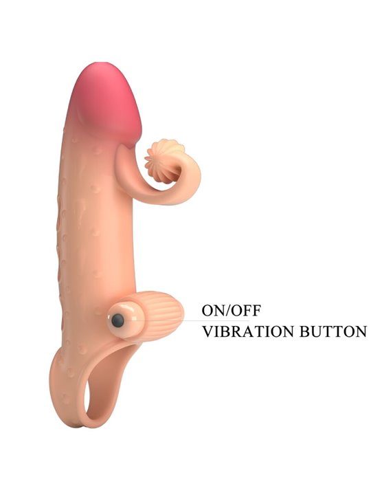 Romance - Beige Vibrating Silicone Penis Sleeve with Stimulator