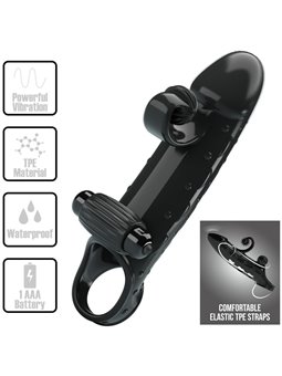 Romance - Guaina Fallica Vibrante in Silicone Nero con Stimolatore