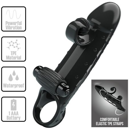 Romance - Guaina Fallica Vibrante in Silicone Nero con Stimolatore